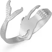 [Dreamtimes] Mermaid Ring Adjustable Stainless Steel Fairytale Little Mermaid Wrap Rings for Women Delicate Stackable Rings Adjustable Cute Ring