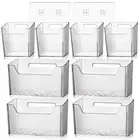 8 Pcs Storage Organizer Bins Wall Mounted Organizer Basket Plastic Cabinet Do...