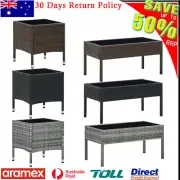 Outdoor Table PE Poly Rattan Garden Coffee Side Desk Glass Tabletop Steel Frame