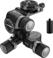 NEEWER 3 Way Geared Tripod Head with 360° Panoramic Arca QR Plate, Millimeter...