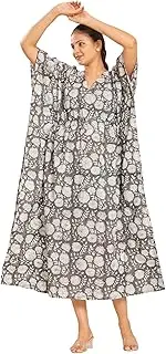 [Magic bedding] 100% Cotton Kaftan Dress for Women Loose Fit, Bohemian Beachwear Lightweight Beach Cover-Up Maxi Beach Dresses Plus Size Kaftan Dress for Women Beige