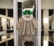 Girls NWT Southern Smocked Co Smocked Dress Set Bloomers Free Bow 9 Months
