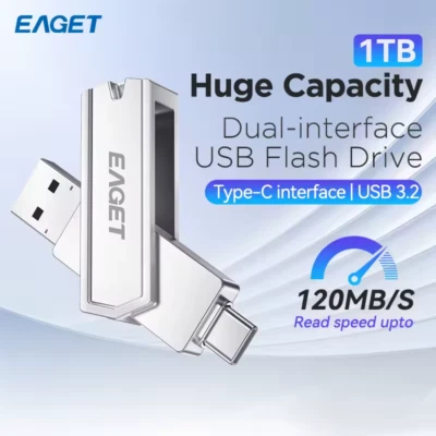 Eaget CF22 USB 3.2 Flash Drive 1TB USB-C USB-A 2-in-1 Dual Interface 120MB/s