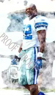 Emmitt Smith Watercolor Art Prnt 12x18 LE of 50 s&num