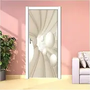 Door Stickers 3D Door Sticker Mural Art 3D Abstract Space Sphere Wallpaper Poster Stickers Self Adhesive(95x215cm)