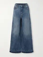 [Stella McCartney] Stella McCartney - + Net Sustain Frayed High-rise Wide-leg Organic Jeans - Blue - 24 24 Blue