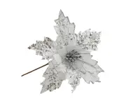 Silver Poinsettia Artificial Flowers Glitter Artificial Christmas Flowers Decorations for Xmas Tree