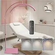 Half Moon Lamp, Lash Light for Eyelash Tech, 27inch Dimmable LED Floor Lamp, 3000-6500K Esthetician Lamp with Phone Holder, Adjustable Height, 2 Control Modes Ring Light for Nail/Beauty/Tattoo