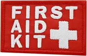 First Aid Kit 2x3.25 White/Red IFAK Medic MED Trauma Paramedic Morale Hook Patch