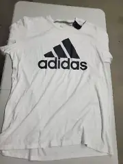 Adidas Mens Running Exercise Performance Short Sleeve Shirt White/Navy Sz XL New
