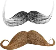 2pcs Halloween Beard Self Adhesive Beard Fake Mustaches Beard Growth Kit Face Beard Brush Artificial Mustache and Eyebrows Fake White Beard Facial Beard and Mustache Costume Cloth