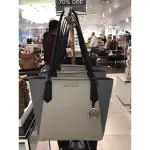 全新MICHAEL KORS KIMBERLY 撞色牛皮肩背托特包（灰藍）