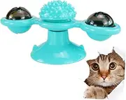Hohopeti Funny Windmill Cat with Suction Scratching Educational for Cats Kittens Durable Safe Design for Home Entertainment Lake Blue