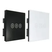 AC 250V Tempered Glass Wall Switch Panel - Three Switch Single Control 33 WHITE