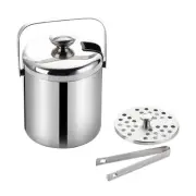 Ice Bucket with Lid and Tong Insulated Ice Bucket Stainless Steel Double4126