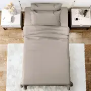 Lux Decor Twin XL Bed Sheets Set, 4-Piece High GSM Microfiber - Taupe