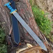 Handmade Damascus Steel Medieval Viking Sword Battle Ready / Longsword W/ Sheath