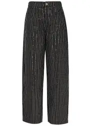 Rotate Birger Christensen Striped Sequin-embellished Wide-leg Jeans - Black - 30 (W30 / UK12 / M) 30 (W30 / UK12 / M)