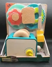 Mini Chef Toaster Playset Pretend Play Breakfast Playset 14pc Brunch Set