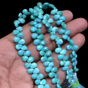 Natural Turquoise 9x7mm-7x5mm Gemstone Faceted Pear Briolette Beads 8inch Strand