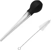 Large Turkey Baster with Cleaning Brush,Stainless Steel Baster Tool for Cooking Easy to Use and Clean,Heavy Duty Baster Tube Dishwasher Safe for BBQ Baking Kitchen Cooking ﻿