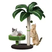 Cat Scratching Post with Bed, Cat Tree Tower Natural Sisal Cat Scratcher Cat ...