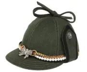 NEW MIU MIU MILITARY GREEN FELT WOOL LIMITED ADD JEWELRY EMBROIDER VISOR HAT S