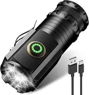 Aicdas Rechargeable Led Mini Torch,3000 High Lumens Pocket-Sized Flashlight with Super Bright LED Chips,5 Light Modes,IPX6 Waterproof,EDC Flashlight for Emergency,Camping,Hiking,Gift
