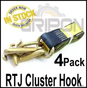 GRIPON 4x RTJ Cluster Hook with Straps 8' Towing Auto Tie Down Lift Recovery