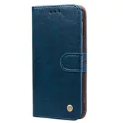 Business Style Oil Wax Texture Horizontal Flip Leather Case for Galaxy S10 E, with Holder & Card Slots & Wallet (Blue)