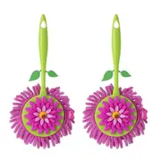 Vigar Flower Power Round Microfibre Duster Pink - Set of 2