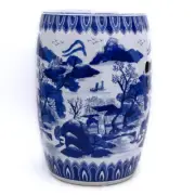 Garden Ceramic Drum Stool Blue Landscape Design Outdoor Side Table Plant Stand
