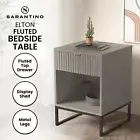 Sarantino Elton Fluted Grey Bedside Table Night Stand Cabinet Storage Chest