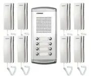 COMMAX INTERCOM: 1x 8-Buttons Lobby Panel, 8x Audio Phones, and 1x power supply