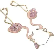 [LIFKOME] Rhinestone Flamingo Ear Studs Enamel for Women Fashion Earring Set for Lady