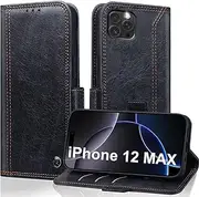 Wallet Case for iPhone 12 Pro Max 6.7 inch with Card Holder, Premium PU Leather Shockproof Protective Phone Cover, Flip Folio Case iPhone 12 Pro Max Case, 12 pro max case with Stand Feature - Black