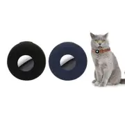 2Pcs Dog Collar Anti-Lost Silicone Tracker Protective Case Cover Compatible With Apple Airtag-Black And Dark Blue