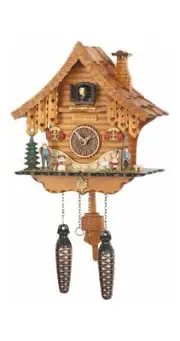 Quartz Cuckoo Clock Black forest house with music TU 471 QM NEW