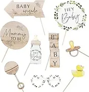 Ginger Ray Botanical Baby Shower Photo Booth Props 10-Pieces Set