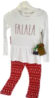 Rae Dunn 6X Top leggins Girls Red Christmas FaLaLa Snowflakes NWT $38