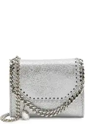 Stella Mccartney Falabella Faux Suede Wallet-on-chain - Silver ONE SIZE