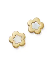 Bloomingdale's Fine Collection Mother of Pearl Flower Stud Earrings in 14K Yellow Gold