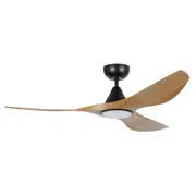 Surf DC Ceiling Fan 52" With LED Light Black and Burmese Teak Blade - 20549917