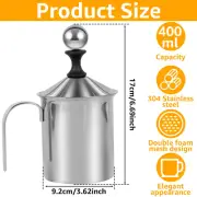 Manual Milk Frother 400ML 304 Stainless Steel Hand Pump Milk Foamer with gukob