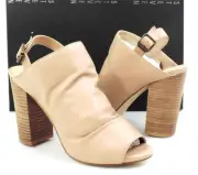 Steven by Steve Madden Saliem Peep toe Dress Sandals Heels Natural Size 6.5