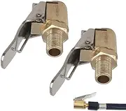 Tire Air Chuck with Clip Adapter, 2Pcs Brass Locking Tire Inflator Nozzle Adapter Connect, Tire Chucks for Vehicle Inflator Compressor Pump ConnectTool(COLOR:As shown)