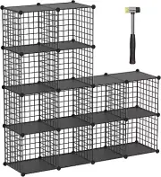 TUMUCUTE Wire Cube Storage Organizer, 12-Cube Metal 12 Cubes, Black Plus Iron