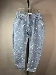 One Teaspoon Barrel Jeans Womens 28 Blue Paint Splatter High Rise NWT