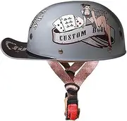 Men Women Vintage Open Face Motorcycle Helmet Baseball Cap Half Helmets for Chopper Cruiser Street Scooter Moped Cap Jet - DOT Certified