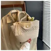 Cotton Handbag Rope Woven Beach Bag Retro Handmade Woven Bag